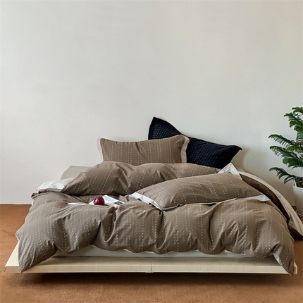 云上  2025新款色织小提花方糖水洗棉四件套 方糖-咖