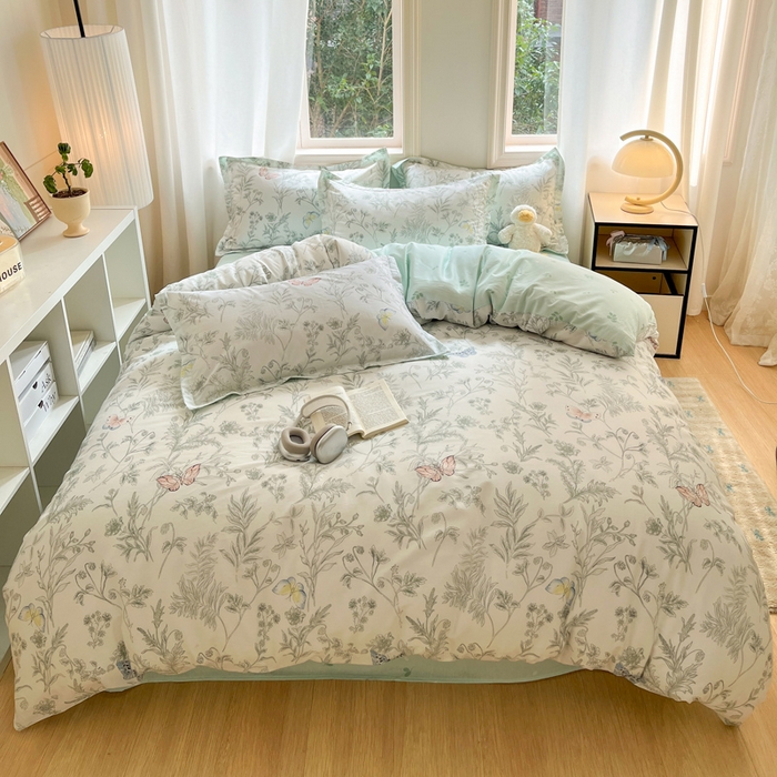 91家纺网 家纺一手货源 找家纺 涵宸家纺 2025新款全棉印花四件套 B素汐