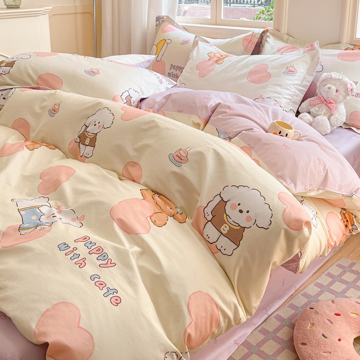 91家纺网 家纺一手货源 找家纺 涵宸家纺 2025新款全棉印花四件套 A幸运犬