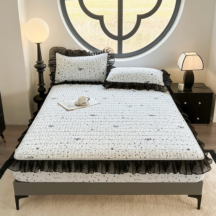 91家纺网 家纺一手货源 找家纺 眠势力 2025新款赫本风花边床笠四季通用加厚夹棉席梦思保护套 奇思妙想-兰