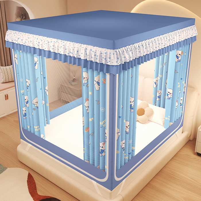 91家纺网 家纺一手货源 找家纺 迪凡保罗蚊帐 2025新款2503专版印花遮光帘防摔坐床蚊帐建模图 可爱狗狗