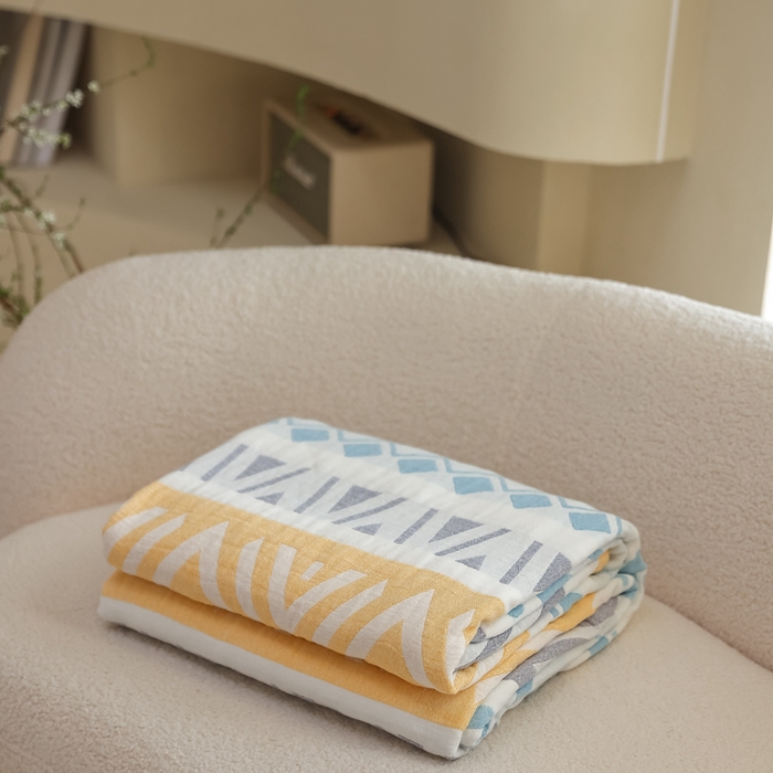 91家纺网 家纺一手货源 找家纺 朴尔2025年新品格调简约风全棉三层纱布毛巾被 尤克里