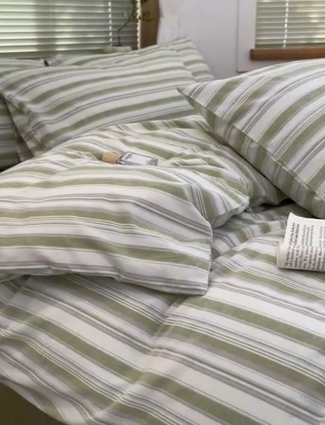 91家纺网 家纺一手货源 找家纺 澳萝拉 2025新款全棉水洗棉印花款四件套-风格二 左岸-绿