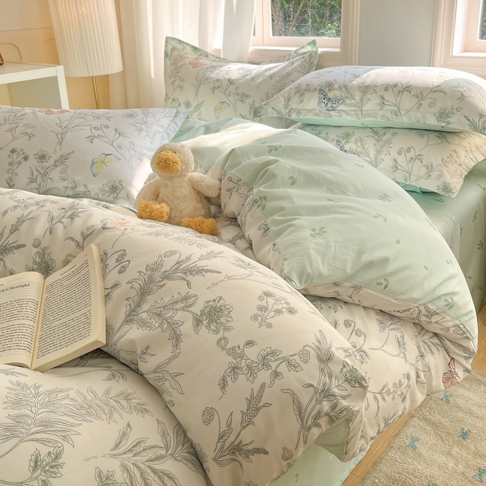 91家纺网 家纺一手货源 找家纺 涵宸家纺 2025新款全棉印花四件套 B素汐