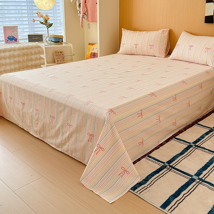 91家纺网 家纺一手货源 找家纺 感遇全棉软萌清新四件套 彩虹蝴蝶结