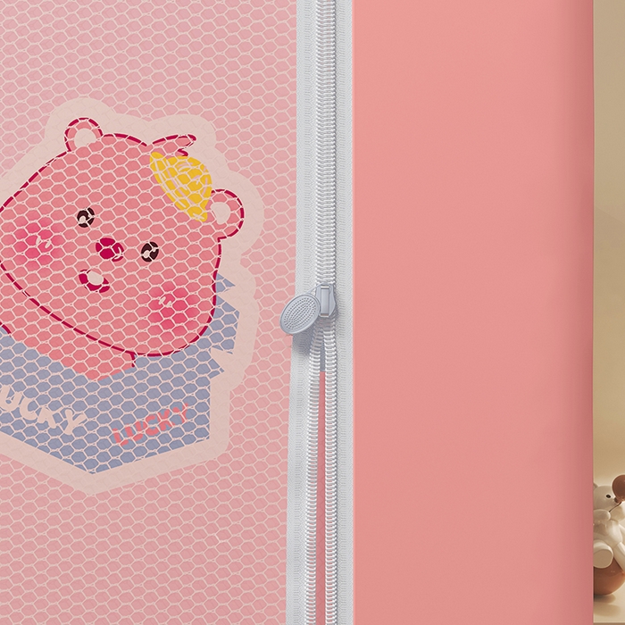 91家纺网 家纺一手货源 找家纺 迪凡保罗蚊帐 2025新款2503专版印花遮光帘防摔坐床蚊帐建模图 粉红小熊