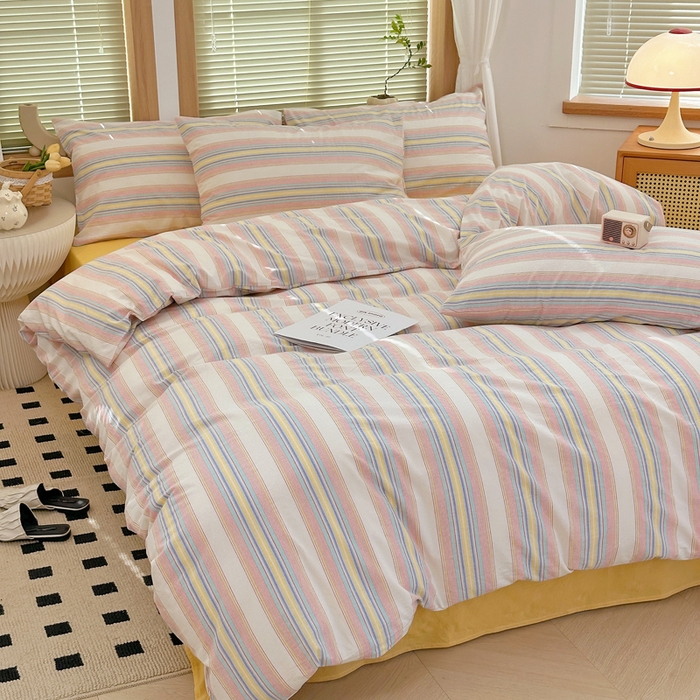 91家纺网 家纺一手货源 找家纺 澳萝拉 2025新款全棉水洗棉印花款四件套-风格二 塞纳-黄兰