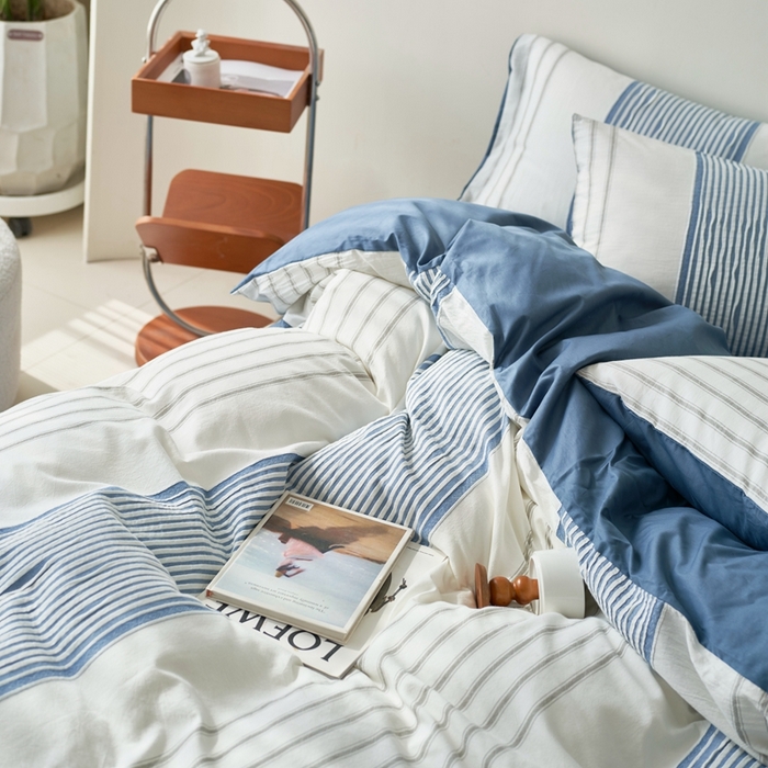 91家纺网 家纺一手货源 找家纺 （总）金丝鸟家纺 2025新款全棉三层纱提花晴岚系列四件套