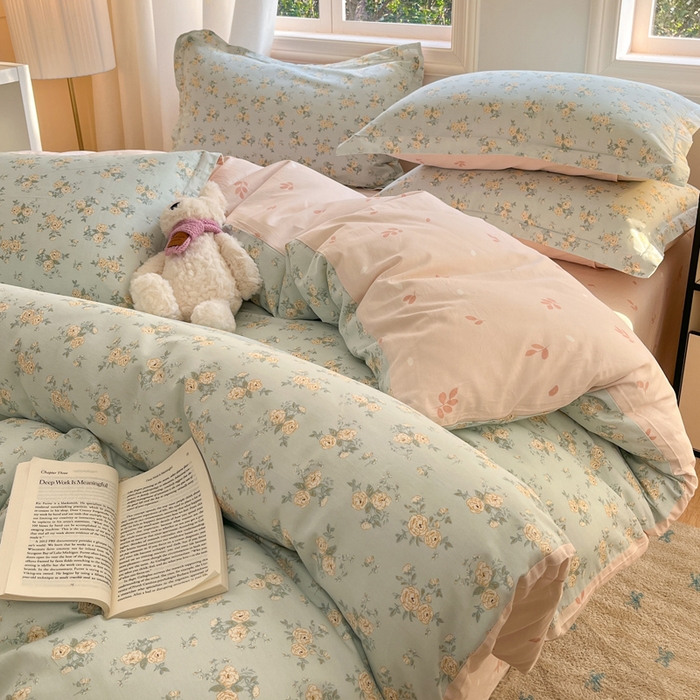 91家纺网 家纺一手货源 找家纺 涵宸家纺 2025新款全棉印花四件套 B蔓莎