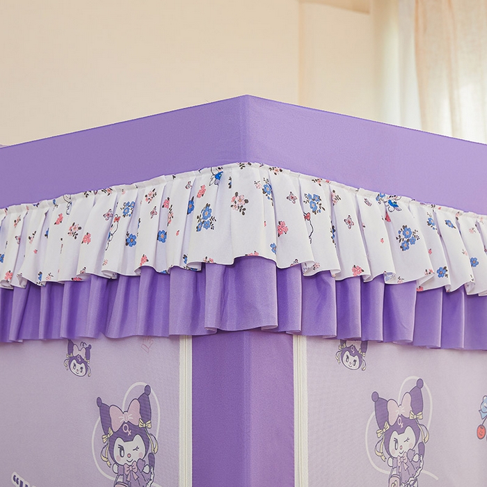 91家纺网 家纺一手货源 找家纺 迪凡保罗蚊帐 2025新款2503专版印花遮光帘防摔坐床蚊帐实拍图 紫色甜心