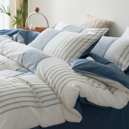 91家纺网 家纺一手货源 找家纺 （总）金丝鸟家纺 2025新款全棉三层纱提花晴岚系列四件套