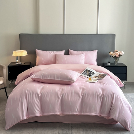 91家纺网 家纺一手货源 找家纺 经年 2025新款亲肤棉数码印花四件套-流星 流星-粉