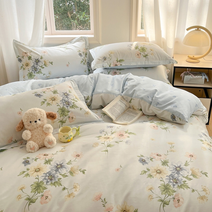 91家纺网 家纺一手货源 找家纺 涵宸家纺 2025新款全棉印花四件套 B花期-浅