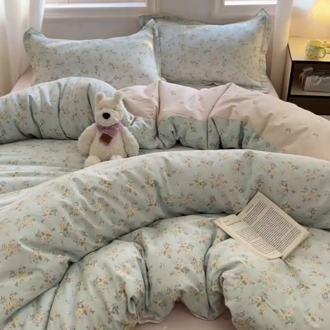 91家纺网 家纺一手货源 找家纺 涵宸家纺 2025新款全棉印花四件套 B蔓莎