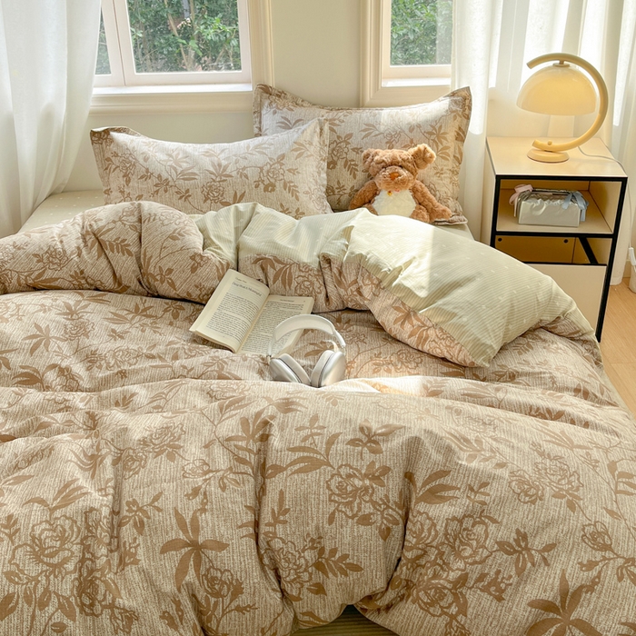 91家纺网 家纺一手货源 找家纺 涵宸家纺 2025新款全棉印花四件套 F花影