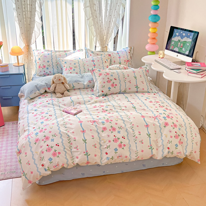 91家纺网 家纺一手货源 找家纺 涵宸家纺 2025新款全棉印花四件套 B蓝魅