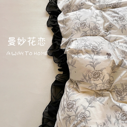 91家纺网 家纺一手货源 找家纺 （总）眠势力 2025新款赫本风被套韩版荷叶花边被罩四季款