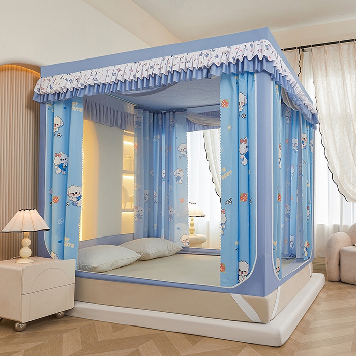 91家纺网 家纺一手货源 找家纺 迪凡保罗蚊帐 2025新款2503专版印花遮光帘防摔坐床蚊帐实拍图 可爱狗狗