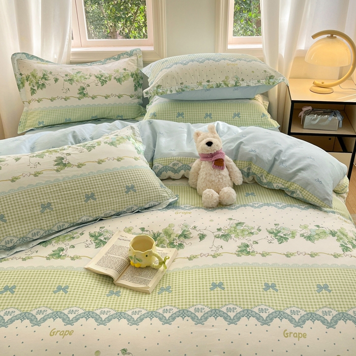 91家纺网 家纺一手货源 找家纺 涵宸家纺 2025新款全棉印花四件套 B葡萄园