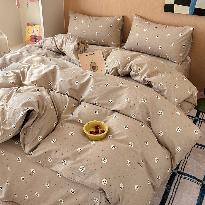 91家纺网 家纺一手货源 找家纺 感遇全棉软萌清新四件套 车厘子