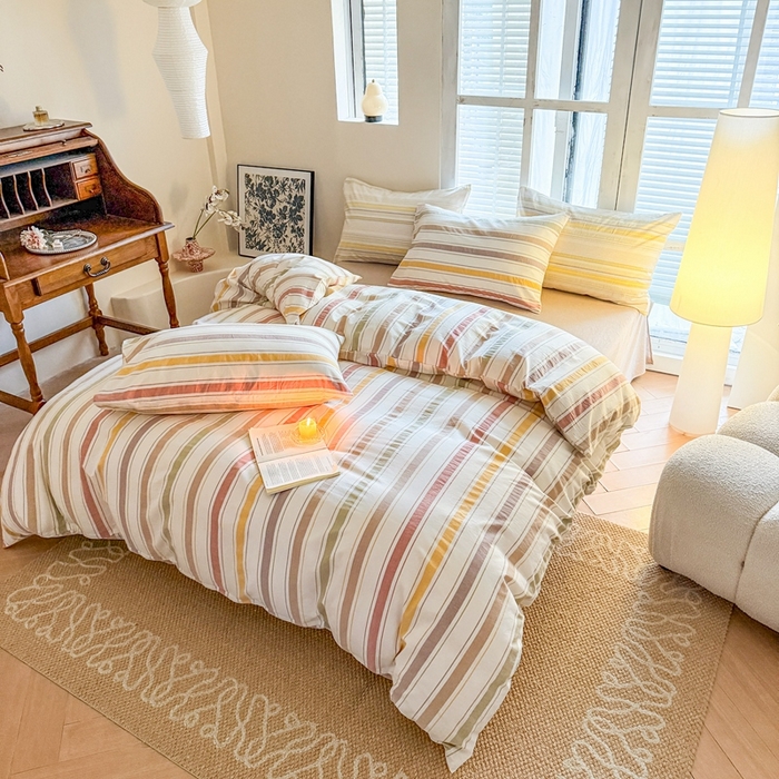 91家纺网 家纺一手货源 找家纺 澳萝拉 2025新款全棉水洗棉印花款四件套-风格一 里威-深咖