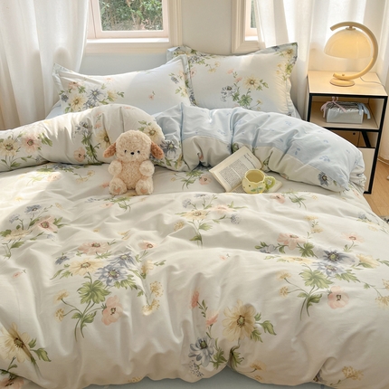 91家纺网 家纺一手货源 找家纺 涵宸家纺 2025新款全棉印花四件套 B花期-浅