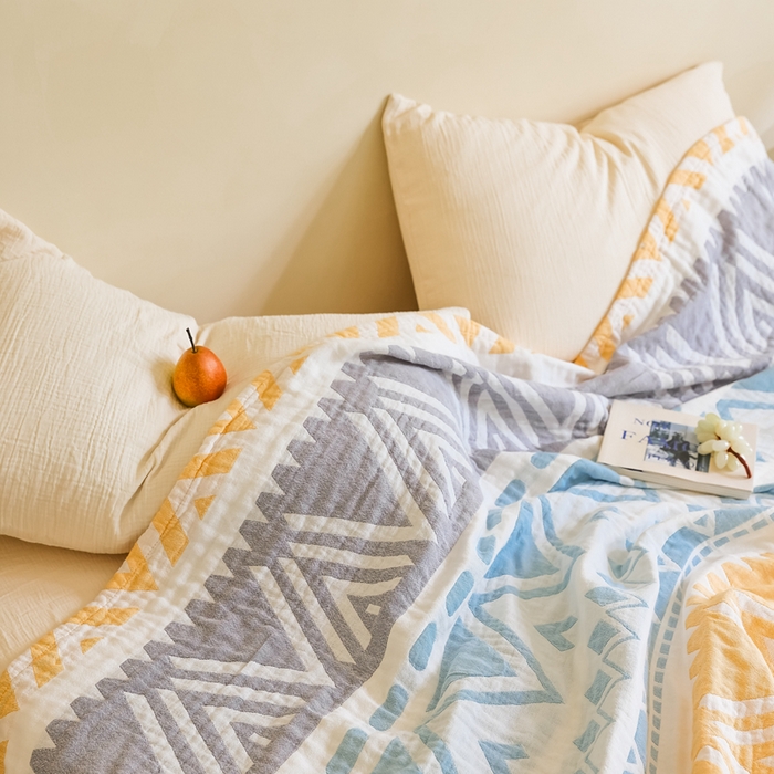 91家纺网 家纺一手货源 找家纺 朴尔2025年新品格调简约风全棉三层纱布毛巾被 尤克里