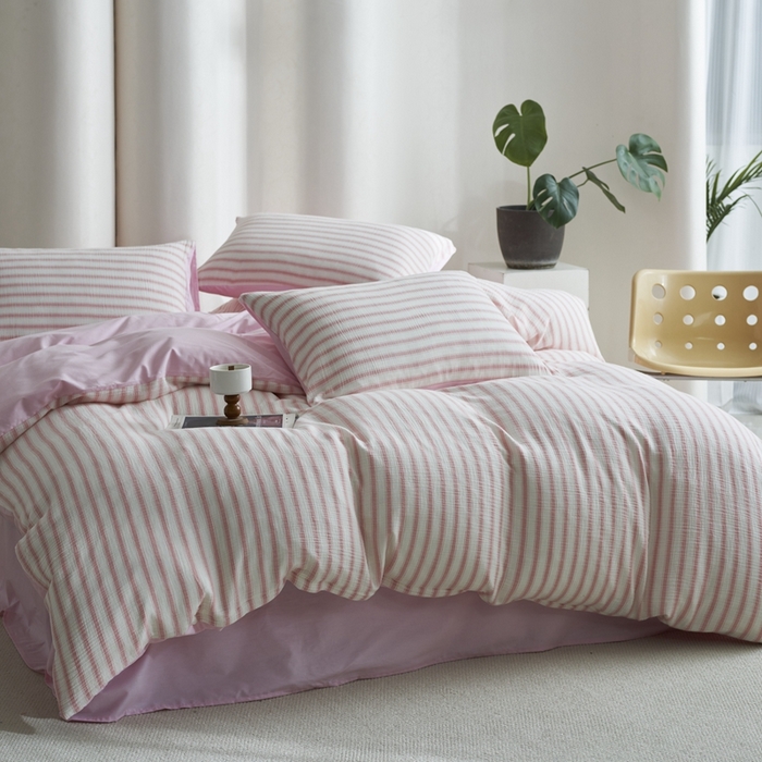 91家纺网 家纺一手货源 找家纺 （总）金丝鸟家纺 2025新款全棉皱皱纱系列四件套