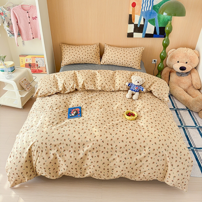 91家纺网 家纺一手货源 找家纺 感遇全棉软萌清新四件套 小蘑菇