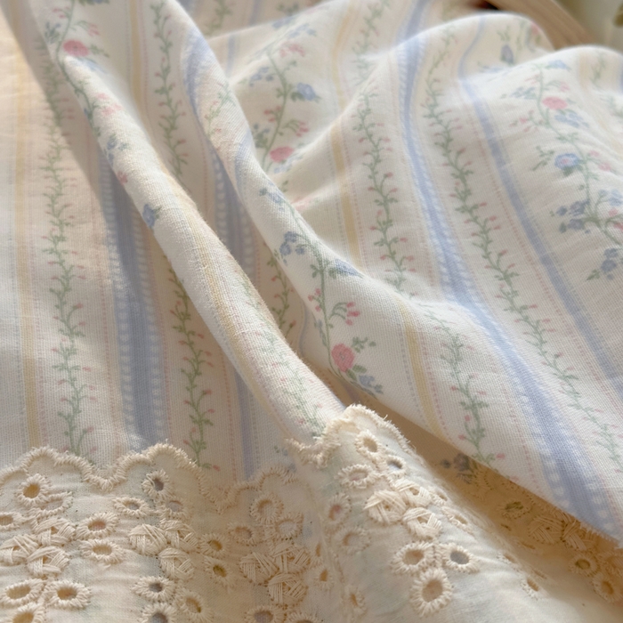 91家纺网 家纺一手货源 找家纺 （总）澳萝拉 2025新款小碎花清新春夏全棉花边双层纱韩系三件套四件套