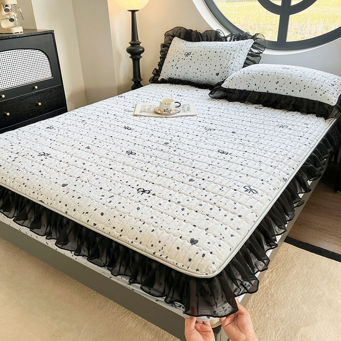 91家纺网 家纺一手货源 找家纺 眠势力 2025新款赫本风花边床笠四季通用加厚夹棉席梦思保护套 奇思妙想-兰