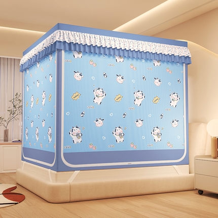 迪凡保罗蚊帐 2025新款2503专版印花遮光帘防摔坐床蚊帐建模图 快乐牛牛