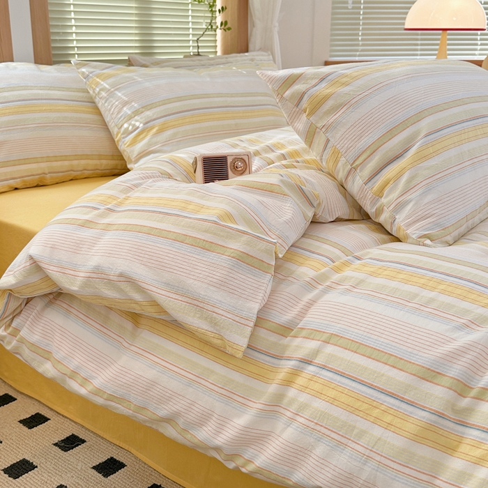 91家纺网 家纺一手货源 找家纺 澳萝拉 2025新款全棉水洗棉印花款四件套-风格二 西蒙-黄