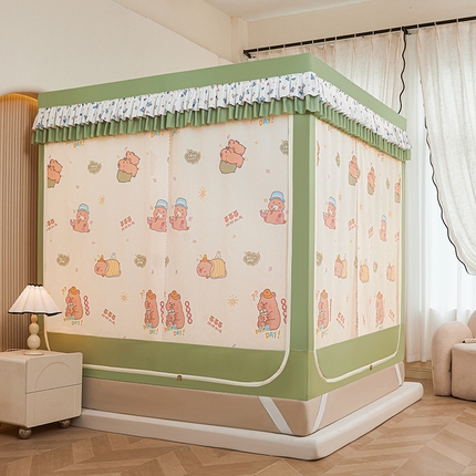 迪凡保罗蚊帐 2025新款2503专版印花遮光帘防摔坐床蚊帐实拍图 呆萌豚豚