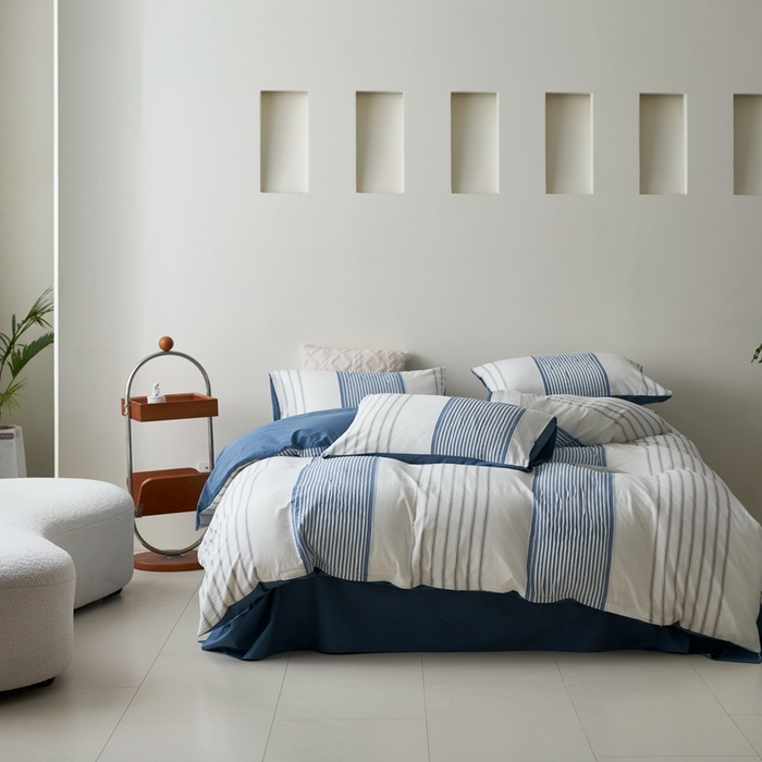 91家纺网 家纺一手货源 找家纺 （总）金丝鸟家纺 2025新款全棉三层纱提花晴岚系列四件套