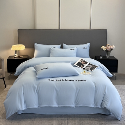 91家纺网 家纺一手货源 找家纺 （总）经年 2025新款高克重亲肤棉刺绣四件套-励志