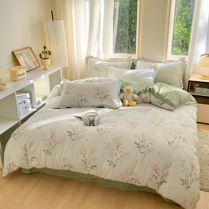 91家纺网 家纺一手货源 找家纺 涵宸家纺 2025新款全棉印花四件套 B花语