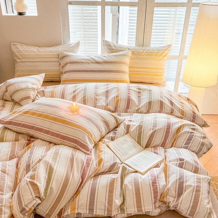 91家纺网 家纺一手货源 找家纺 澳萝拉 2025新款全棉水洗棉印花款四件套-风格一 里威-深咖