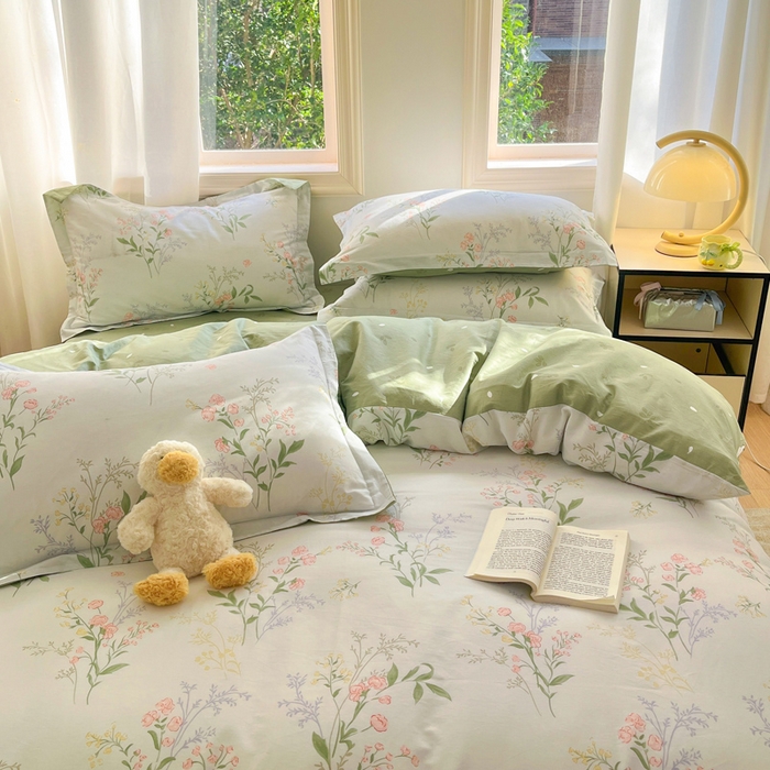 91家纺网 家纺一手货源 找家纺 涵宸家纺 2025新款全棉印花四件套 B花语