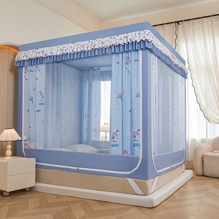 91家纺网 家纺一手货源 找家纺 迪凡保罗蚊帐 2025新款2503专版印花遮光帘防摔坐床蚊帐实拍图 梦幻少女