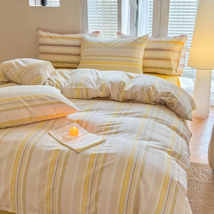 91家纺网 家纺一手货源 找家纺 澳萝拉 2025新款全棉水洗棉印花款四件套-风格一 西蒙-黄