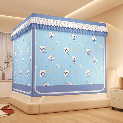 91家纺网 家纺一手货源 找家纺 迪凡保罗蚊帐 2025新款2503专版印花遮光帘防摔坐床蚊帐建模图 可爱狗狗