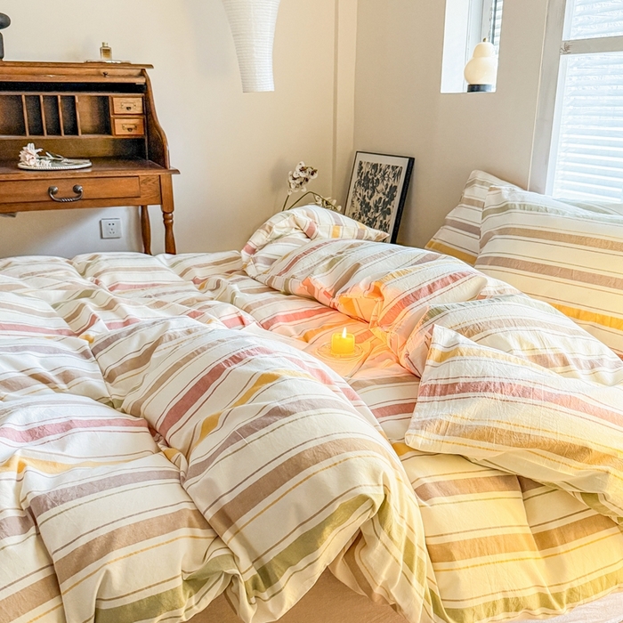 91家纺网 家纺一手货源 找家纺 澳萝拉 2025新款全棉水洗棉印花款四件套-风格一 里威-深咖