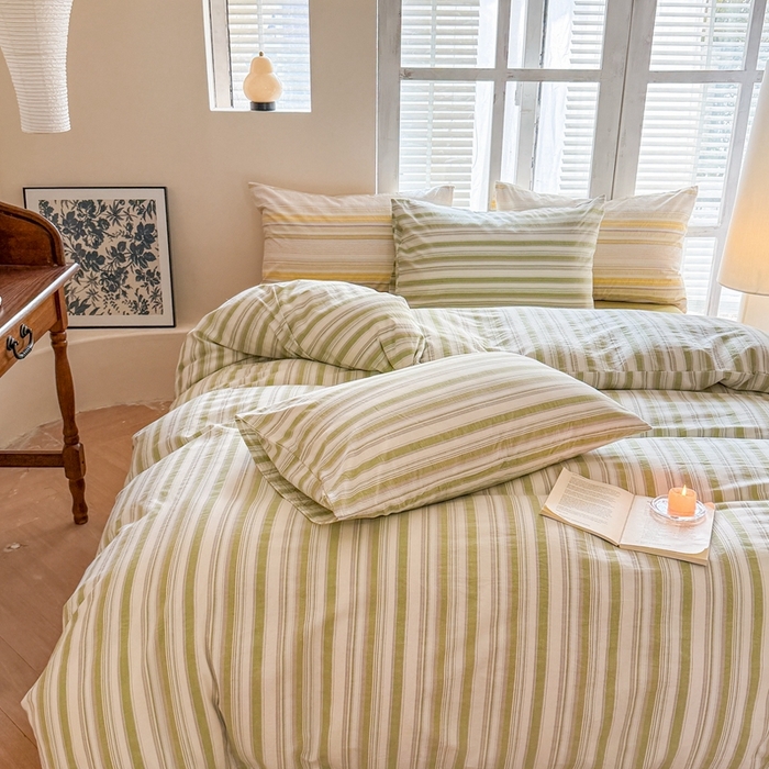 91家纺网 家纺一手货源 找家纺 澳萝拉 2025新款全棉水洗棉印花款四件套-风格一 左岸-绿