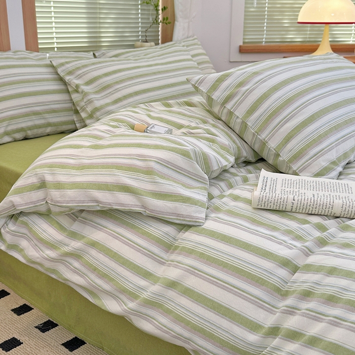 91家纺网 家纺一手货源 找家纺 澳萝拉 2025新款全棉水洗棉印花款四件套-风格二 左岸-绿