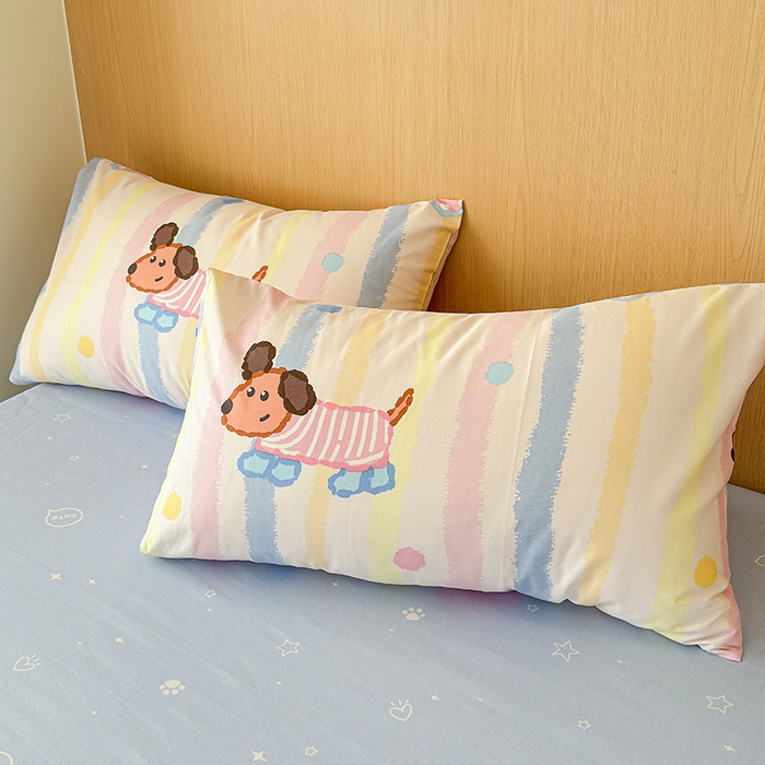 91家纺网 家纺一手货源 找家纺 感遇全棉软萌清新四件套 五彩小狗