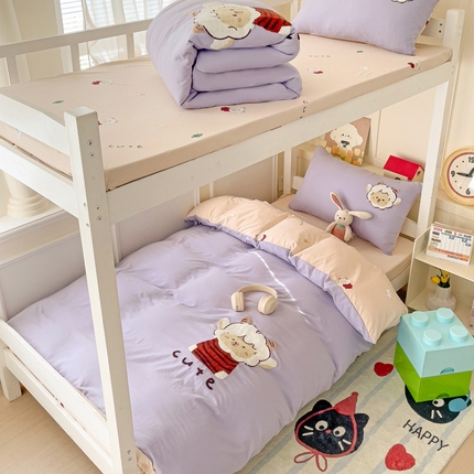 91家纺网 家纺一手货源 找家纺 （总）凯洛奇 2025新款1卡通水洗棉印+绣毛巾绣四件套（学生床）【提供买家秀】