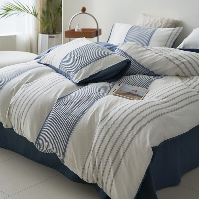 91家纺网 家纺一手货源 找家纺 （总）金丝鸟家纺 2025新款全棉三层纱提花晴岚系列四件套