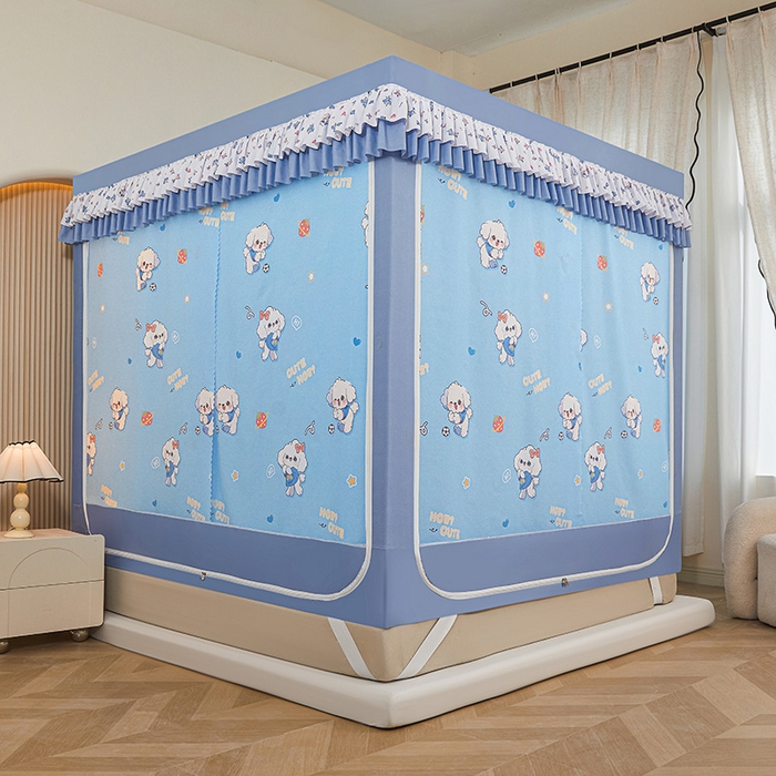 91家纺网 家纺一手货源 找家纺 迪凡保罗蚊帐 2025新款2503专版印花遮光帘防摔坐床蚊帐实拍图 可爱狗狗