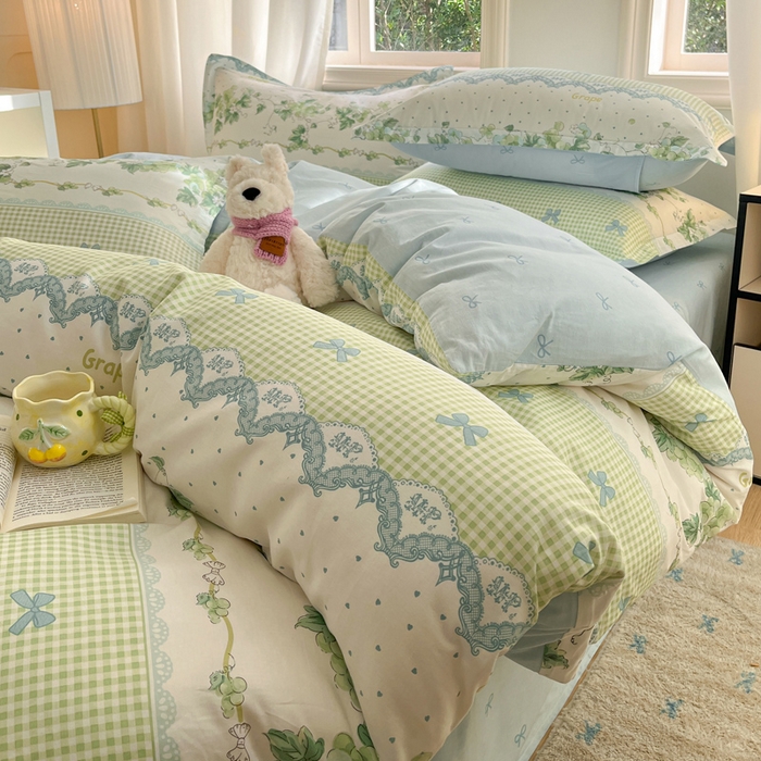 91家纺网 家纺一手货源 找家纺 涵宸家纺 2025新款全棉印花四件套 B葡萄园